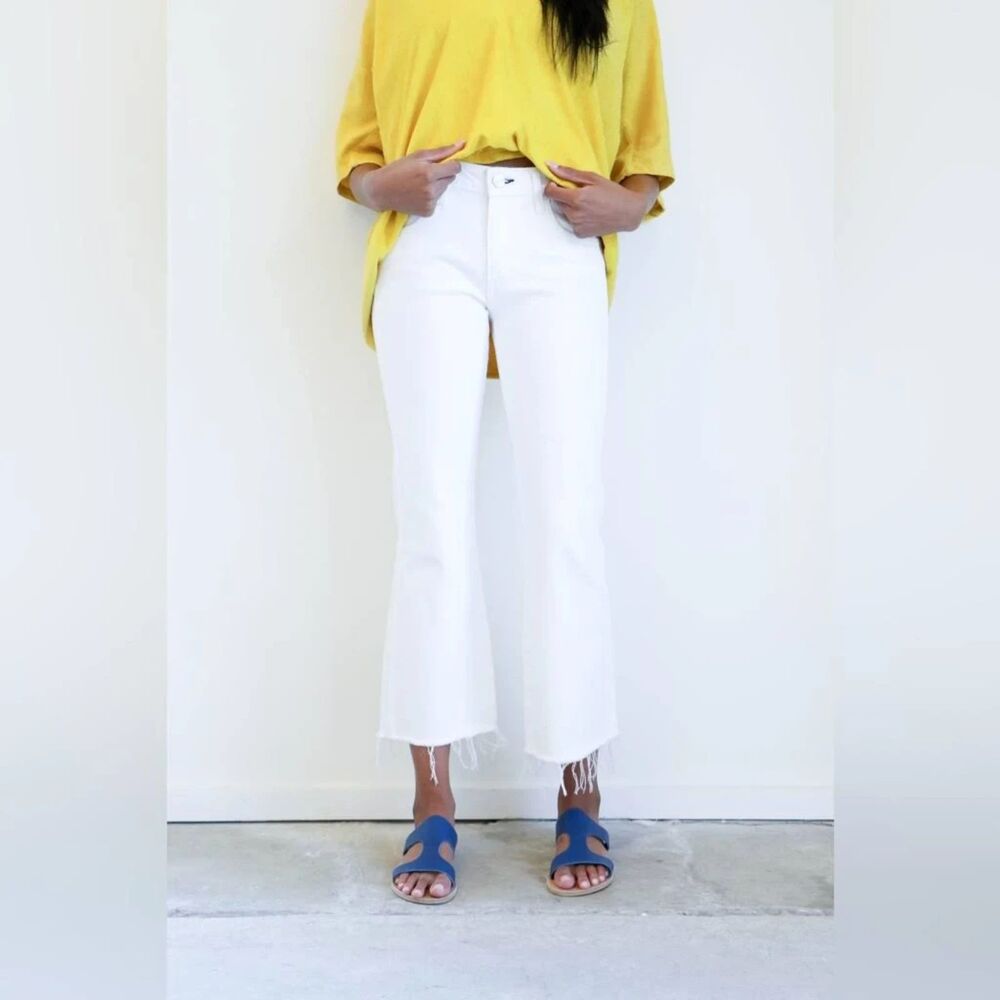 Amo Kick Crop Sea Salt White Jeans Pants Women's Size 28